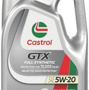 Castrol GTX Full Synthetic 5W-20 Motor Oil for Cars - 5 Quarts - Maximizes Engine Performance & Fuel Efficiency - Ideal