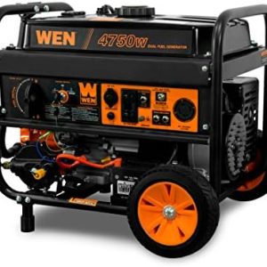 WEN 4,750-Watt Dual Fuel Portable Generator - Easy Electric Start, Ideal for Home Backup & Camping - Model DF475T